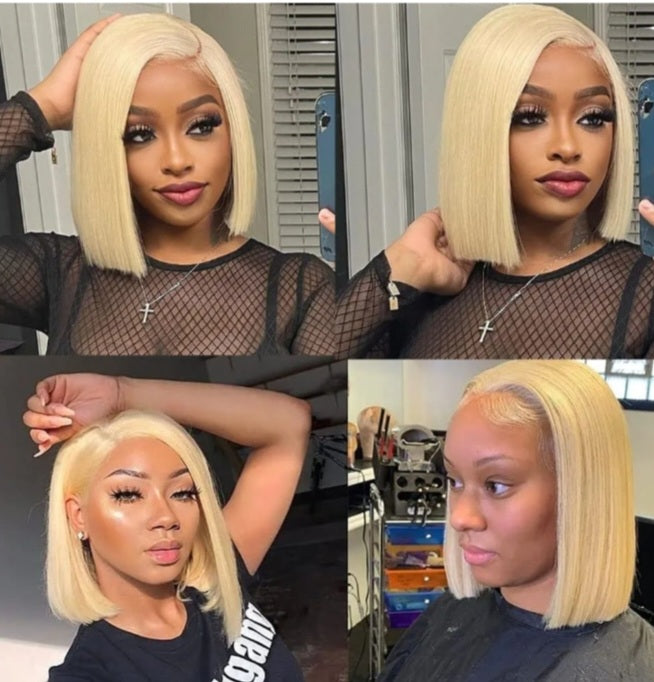 12-40Inch 613 Blonde Straight Human Hair Wigs DIY Colors