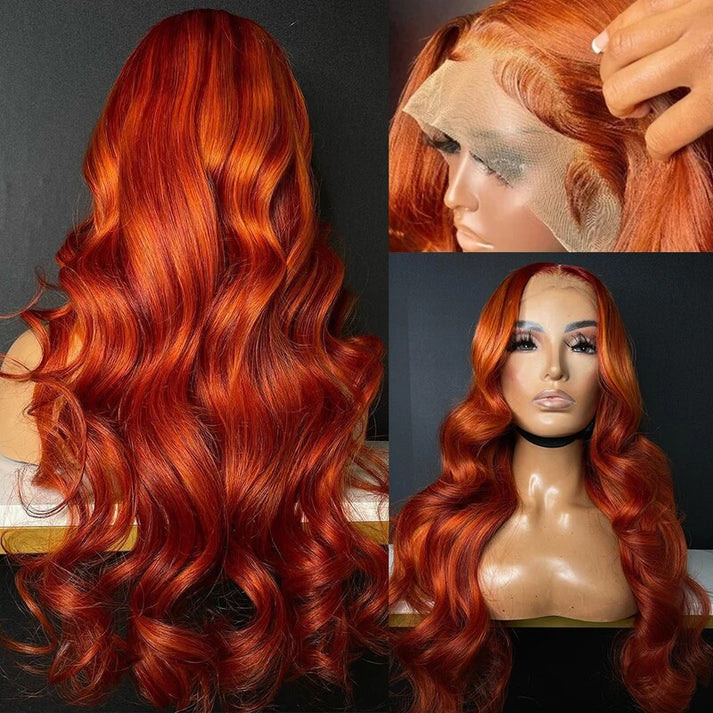 OneMore Body Wave Ginger Orange 13x4 Transparent Lace Frontal Wigs
 (63)63 total reviews. 
        Ready To Go Wig - Straight Layered Human Hair Glueless 5x7 HD Lace Front Wigs