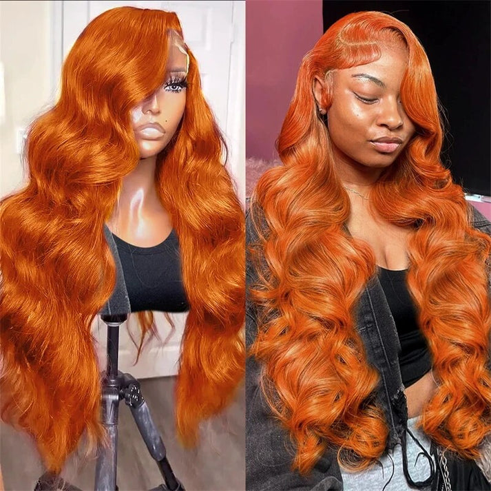 OneMore Body Wave Ginger Orange 13x4 Transparent Lace Frontal Wigs
 (63)63 total reviews. 
        Ready To Go Wig - Straight Layered Human Hair Glueless 5x7 HD Lace Front Wigs