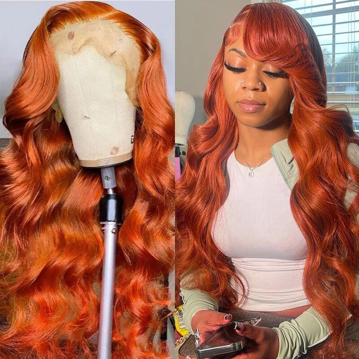 OneMore Body Wave Ginger Orange 13x4 Transparent Lace Frontal Wigs
 (63)63 total reviews. 
        Ready To Go Wig - Straight Layered Human Hair Glueless 5x7 HD Lace Front Wigs